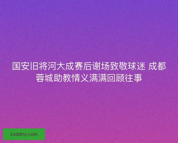 国安旧将河大成赛后谢场致敬球迷 成都蓉城助教情义满满回顾往事